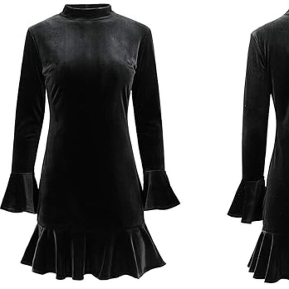 🖤 Velvet High Neck Long Sleeve Mini Dress – Size XL 🖤 - Picture 3 of 4